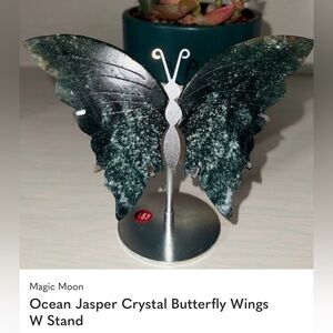 Ocean Jasper Crystal Butterfly Wings W Stand
